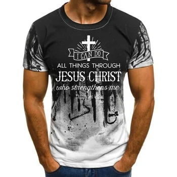 2020 Nye Multi-farve Mænd og Kvinder Casual Mode Jesus Kristus T-Shirt Personlig Brev Udskrivning Camouflage Korte Ærmer