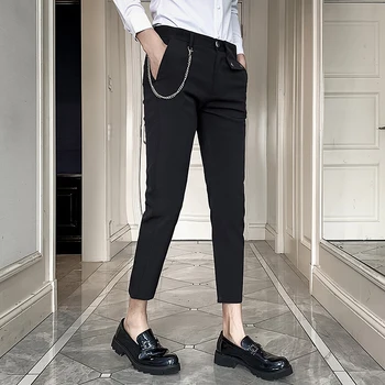 2021 Mærke tøj til Mænd af høj kvalitet, rent bomuld jakkesæt bukser/Mand slim fit Hvid sort Fritids bukser 28-34