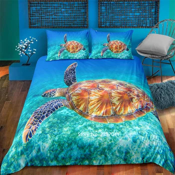 Hjem Tekstil 3D Digital Udskrivning af Marine Liv Vandmænd, Søstjerner Sea Turtle Shell Sengetøj til Børn Ned Dynen Dække Pudebetræk