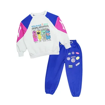 Efteråret 2021 nye net kendte fashionable candy farve børn sweater stegt street sports-to-piece suit