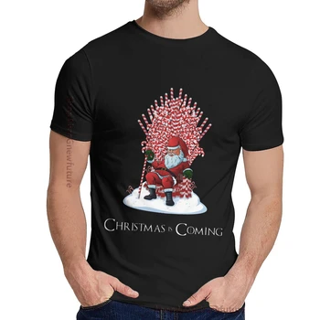 O-hals Julen Kommer Santa Candy Cane Trone T-shirt Hip Hop For Mandlige Naturlig Bomuld Homme t-Shirt