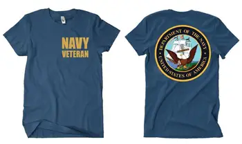T-shirt usn us navy veteran militære blå O-Hals Populære Toppe Kunst Urban T-Shirt, Hættetrøjer