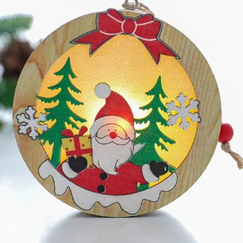 6-Stykke julepynt Træ-Lysende Vedhæng Christmas Tree Dekoration Tilbehør Jul Børn Gaver