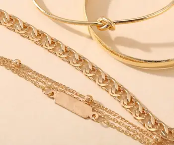 Smykker Europæiske og Amerikanske kreative simpel kæde ring armbånd sæt af 4 sæt