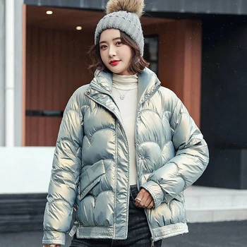 2021 Nye Kvinder Parka Kort Jakke Om Vinteren, Varm Bomuld Polstret Jakker Kvindelige Koreanske Løs Jakker Parkacoats Oversize Outwear