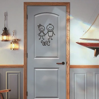 Sjove Badeværelse Sign Toilet Dør Plade Winomo Flytbare Animation Wc Mærkat