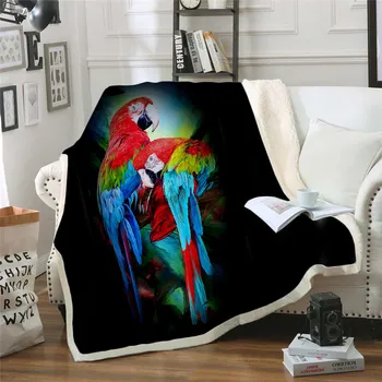 Ny uld tæppe papegøje bride fashion 3D printet Sherpa tæppe