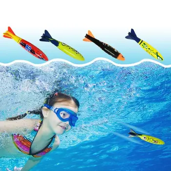 4stk/Set Dykning Torpedo under vandet Swimmingpool Spille Toy Udendørs Sport Uddannelse Værktøj til Baby, Børn Swimming Toy