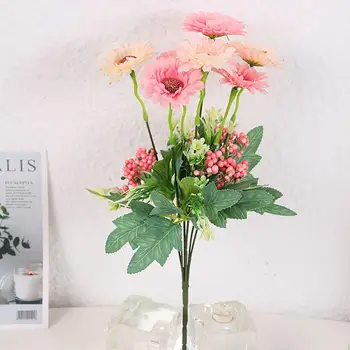 Farverige 1 Buket Særlig Realistisk Udseende Kunstig Blomst Faux Silke Blomst Kunstig Plante Dekorative til Office