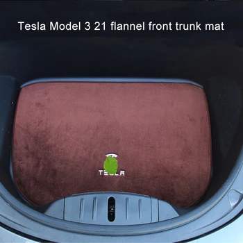 For Tesla Model 3 2021 Bil Foran Stammen Opbevaring Mat Bil Tilbehør Flannel Fragt Skuffe Kuffert Vandtæt Puder Til Model 3 2017-21