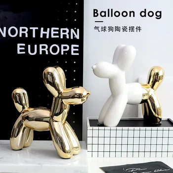 Nordisk stil galvaniseret Ballon Dog keramiske smykker hjem moderne desktop kabinet vin dekoration dyr fødselsdagsgave