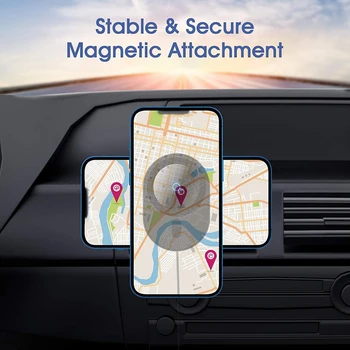 Magnetisk Trådløs Bil Oplader,-Sikkert Trådløst Bil Oplader [Magnetisk Fastgørelse og Justering] til iPhone 12