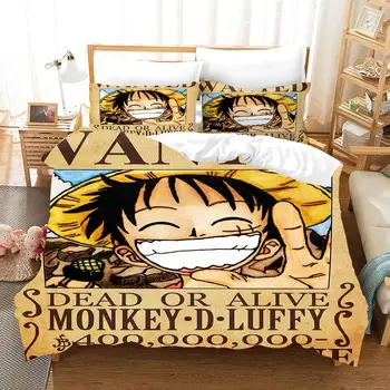 Anime Monkey D. Ruffy Trykt Strøelse Sæt 3D-Tegnefilm Duvet Indstillet Cover Kids Drenge Hjem Tekstiler Twin Fuld Queen, King Size