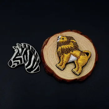 Indisk silke broderi patch løve, zebra dyr tegnefilm patches til hatte taske badges applique patches til tøj GU-1300