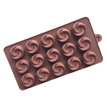 15 Hulrum Vortex-Shape Silicone Mold Kage Chokolade Polymer Ler Mould Udsmykning Bageforme Wienerbrød Køkken DIY Bagning Værktøjer 87HB