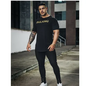 Herre T-Shirts Sommer Sort T-Shirt Med Animal Print T-Shirt Fitness Fitness Træning Tøj Moda Masculina Ropa Hombre Casual Overdele