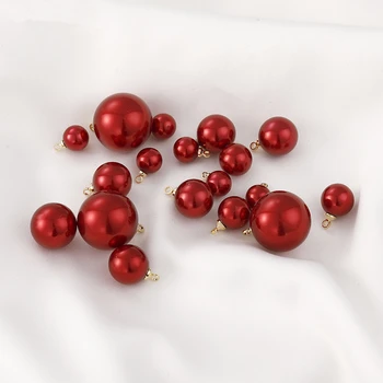 30stk/masse rød farve 8-18mm geometri runde form Imiteret perle dekoration perler diy smykker øreringe/beklædningsgenstand vedhæng tilbehør