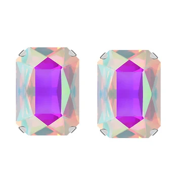 Glitter Rektangel Rhinestones For Håndarbejde Krystaller Sy på Rhinestones For Tøj Rhinsten Med Sølv Klo Strass Crystal