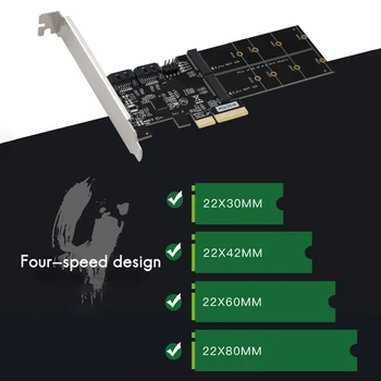 PCIE3.0 X4 til 2-Havn M. 2 (B-TASTEN) og 2-SATA3-Port.0-Adapter-Kort Understøtter Kommunikation Sats 6.0 Gbps/3.0 Gbps/1.5 Gbps