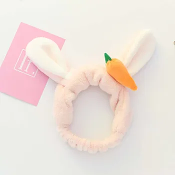 Korean Version Of The New Plush Solid Color Cotton Rabbit Ears Headband Cute Rabbit Ladies Face Wash Makeup Hair Band Female a41