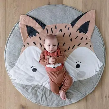85cm Fox Print Baby Buksetrold Blød Bomuld Gennemgang Spille Mat Tæppe Bærbare til Væg-Tæppe til børneværelset Børnehave Indretning