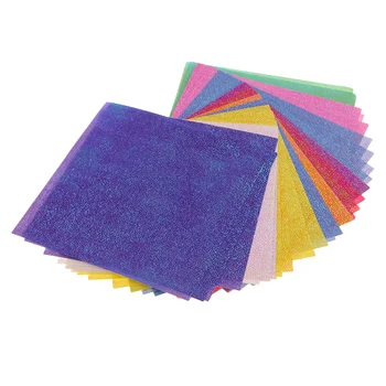 50x Flimrende Farverige Craft Papir, Scrapbooking Dekoration 7x7cm