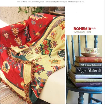 Bløde og komfortable retro sofa håndklæde Tibetanske stil røde sofa tæppe dekorativt tæppe line tæppe tæppe, pude