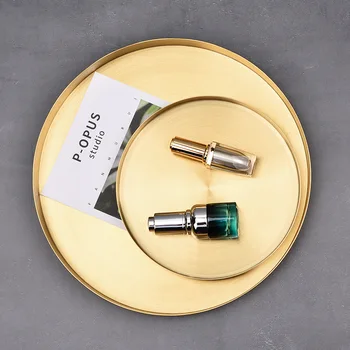 Golden rustfrit stål runde lige kant skuffe Nordisk luksus opbevaring disc kosmetiske smykker te skuffe smykker tilfælde opbevaringsboks