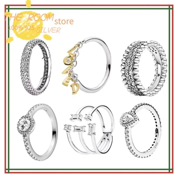 Luksus Oprindelige Virkelige 925 Sterling Sølv pandora ring for Kvinder Mode temperament Autentisk høj kvalitet par Smykker