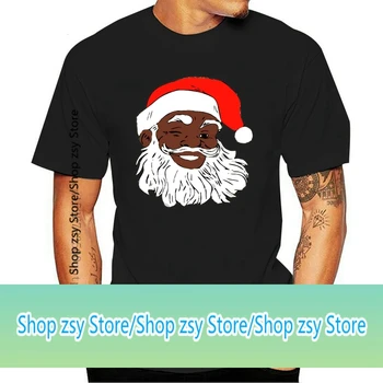 Mænd t-shirt Blinkede Sort Santa Claus African American Jul tshirt Kvinder t-shirt
