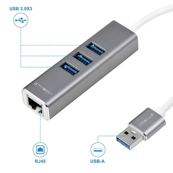 GTMEDIA Type-C USB3.0 TIL 3*USB3.0+RJ45 (10/100/1000M) Splitter PD Oplader Adapter-Dockingstation Til Bærbar Macbook Smart Enhed