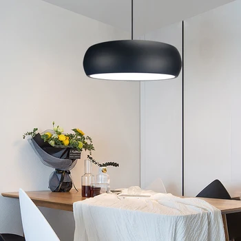 Hvid og sort LED lysekrone moderne minimalistisk runde lakeret spisestue lysekrone køkken soveværelse stue, loft lampe