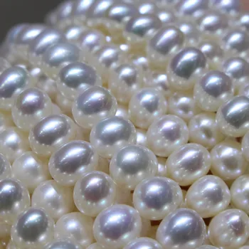 Naturlige Ferskvands Perle Halskæde Grade AAA-7-8mm Runde Formede Perler 36cm DIY Strand Smykker Tilbehør