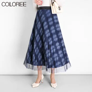 2021 Vintage Plaid Nederdel Dame Forår Sommer Koreansk Stil, Mode, Elegant Dækket Af Et Midi-Plisseret Nederdel Kvindelige