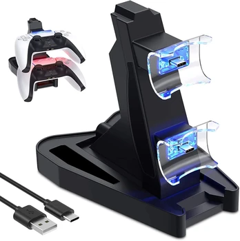 PS5 Controller Oplader Dobbelt USB-Hurtig Opladning-Dockingstation Stå og LED-Indikator for PS 5 Controllere