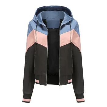 2021 Ny Tynd Hætte Windbreaker Jakke Blå Pink Gul Farve Matchende Top Plus Size Udendørs Regnjakke Mode Trench Coat GH492