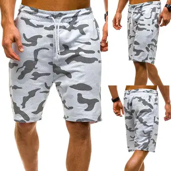 Elastisk Talje Alle Match Camouflage Print Mænd Sweat Shorts Mandlige Tøj