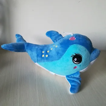 Om 32cm dejlige tegnefilm blue dolphin plys legetøj stjerner dolphin blød dukke, baby legetøj fødselsdag gave s0016