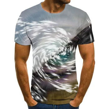 Vertigo udskrivning kortærmet t-shirt mode afslappet mænds t-shirt tunnel 3D-print street style rund hals åndbar høj elasticitet