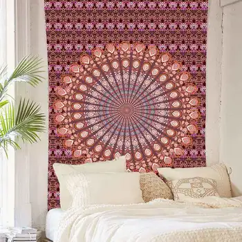Mandala Bohemian Tæppe Indiske Traditionelle Bomuld Trykt Mosaik Væg Kunst Baggrund for en Lejlighed Indretning