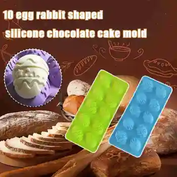 DIY Silikone påskeæg Formet Skimmel Chokolade Bunny Jelly Værktøj, Mikrobølgeovn 10 Madlavning Hulrum Forme Varme Kage E9Z0