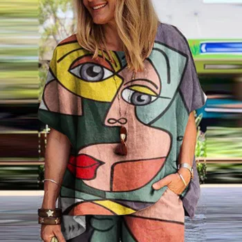 Sommer Fashion Sommerfugl Print Bluse Vintage Løse Kvinder Shirt Blusa Kvindelige Afslappet O-Hals, Korte Ærmer Toppe Pullover Streetwear