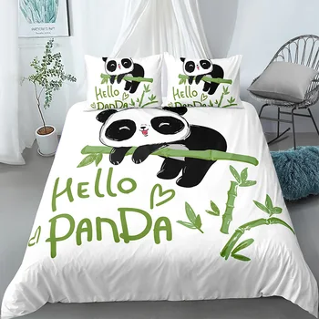 Søde Panda 3D Komfortabel Strøelse Sæt Dynebetræk Pudebetræk Single Tvilling, Fuld Dronning King Size Bed Sæt 2/3stk Luksus Kids Senge