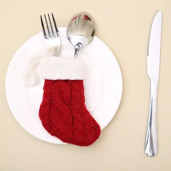 Juleudsmykning Jul service sokker Santa Lomme Gaffel Kniv ik Holder Taske Home Party Tabel Middag Dekoration