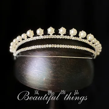 Koreanere Brud tiara krone bryllup pearl hovedbøjle bridal wedding crown hovedklæde princess crown-hår tilbehør-smykker