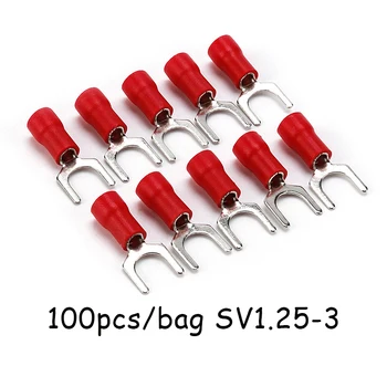 100PCS SV1.25 serien red gaffel wire kolde ende isoleret gaffel fælles kabel-crimp stik AWG22-160.5-1.5mm2