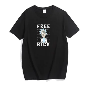 Bomuld Mænd T-shirts Kvinder Toppe Tegnefilm Gratis Rick Print kortærmet T-shirt Afslappet Unisex Streetwear i Hotsale