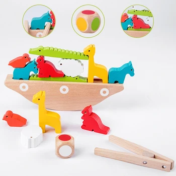 Træ Legetøj i Træ Dyr Balance Båd Træ-Blokke Legetøj til Børn Gave Balance Spil til Børn Pædagogisk Legetøj til Drenge