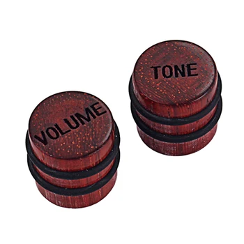 Pakke med 2stk Træ Knop Volumen Tone Control-Knapper til El-Guitar, Bas, Hånd-Poleret