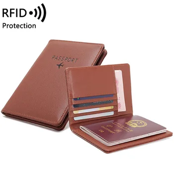RFID-Pas Dækker Indehaveren Tegnebøger Kvinder Mænd Multi-Funktion Kortholderen Kobling Slim Wallet PU Læder Travel Små Penge Taske